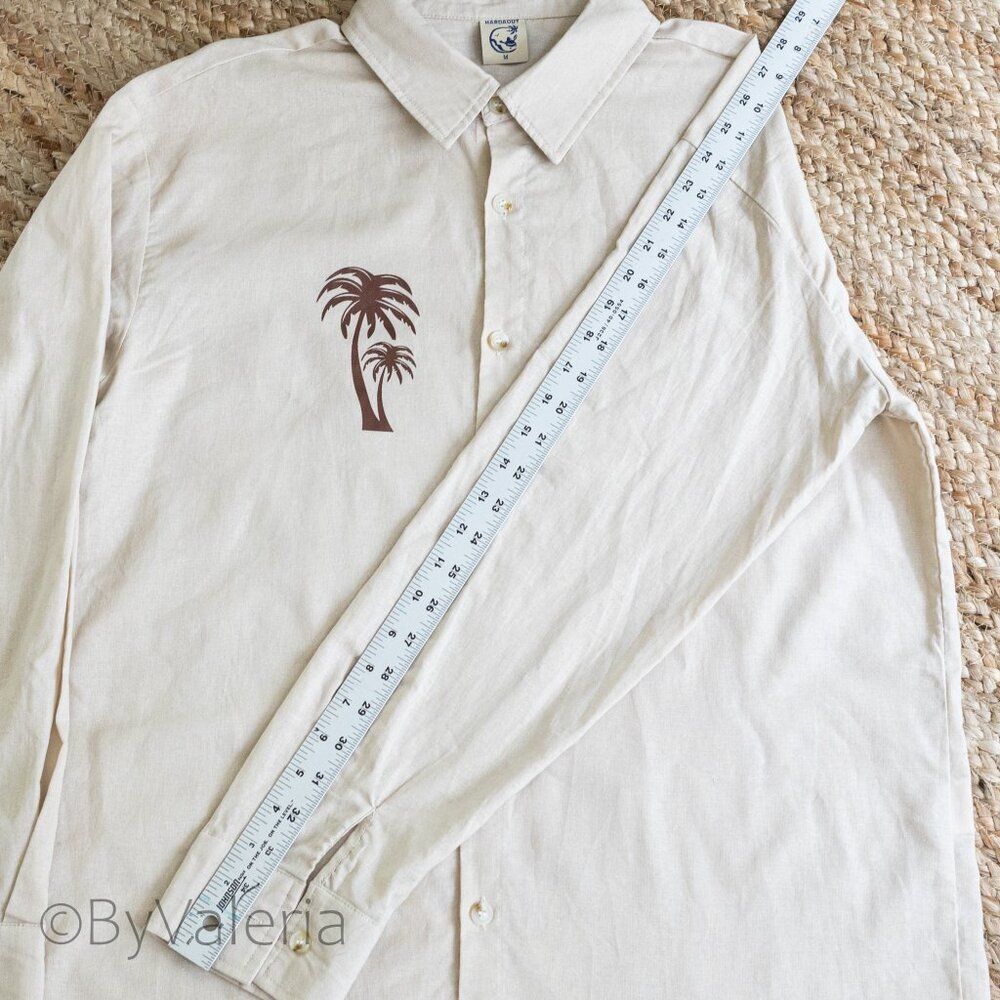 2 Hardaddy 100% Cotton Button Up M Long Sleeve Shirts Palm Tree Tropical Resort - Picture 15 of 16